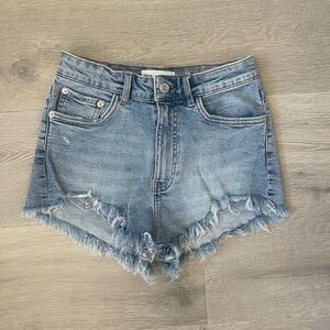 Zara Medium Wash Distressed Jean Shorts